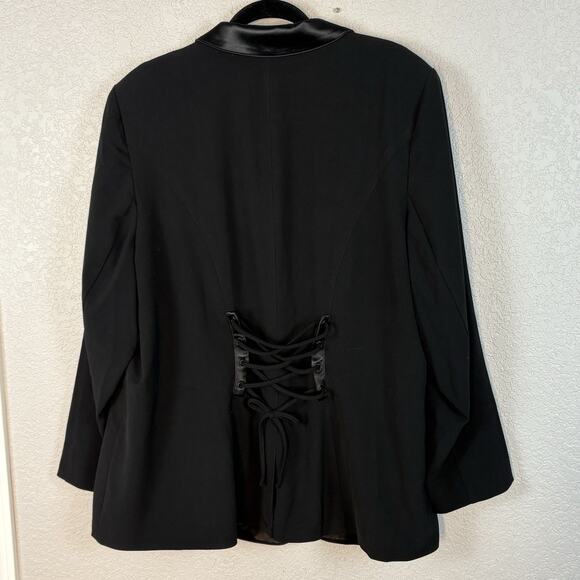 NWT Lane Bryant Blazer 26 Black Lace Up Back Stretch Career Goth Sexy NEW - Picture 4 of 7